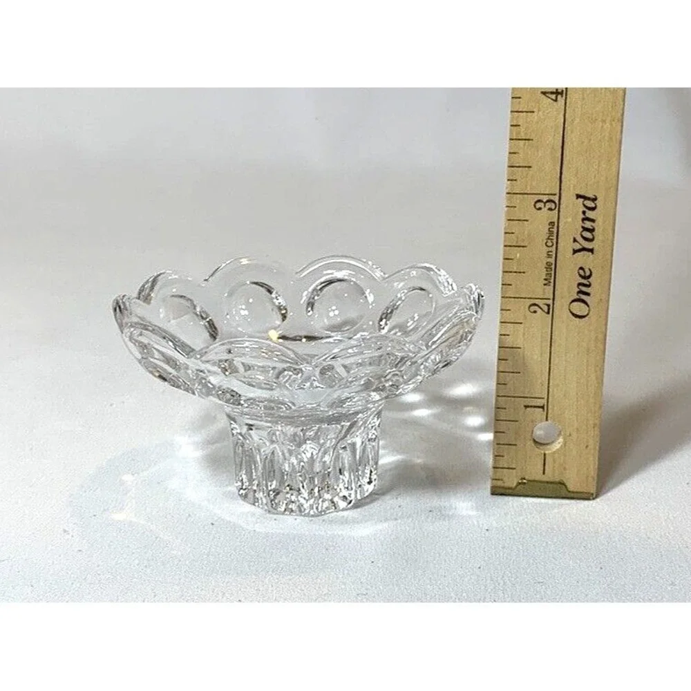 Gorham Candle Holder‎ Crystal Vintage Round Pedestal 4 inch wide Taper Ball